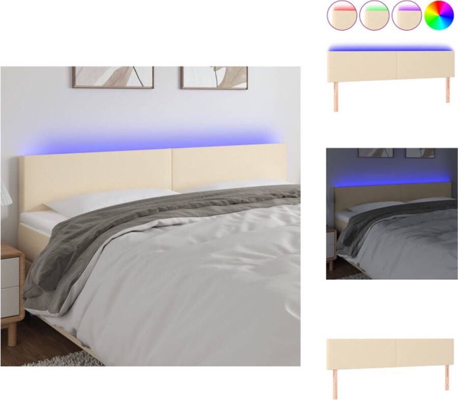 VidaXL Hoofdeinde LED crème 180x5x78 88cm verstelbaar hoofdbord duurzaam materiaal kleurrijke LED-verlichting Bedonderdeel