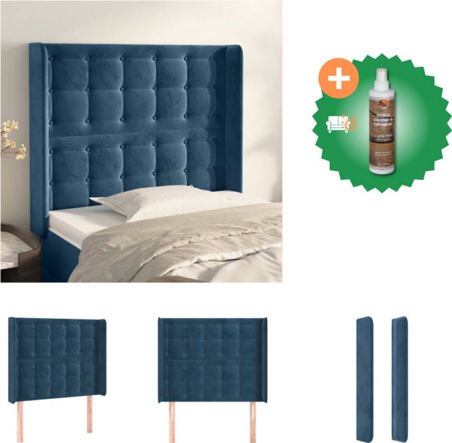 VidaXL Hoofdend Donkerblauw Fluweel Verstelbare Hoogte Stevige en Stabiele Poten Comfortabele Ondersteuning Bedonderdeel Inclusief Houtreiniger en verfrisser
