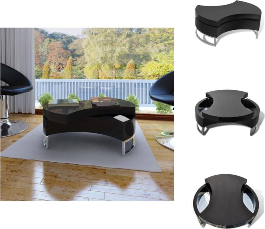 VidaXL Salontafel Salontafels Salon Tafel Salon Tafels Salontafel met aanpasbare vorm hoogglans zwart