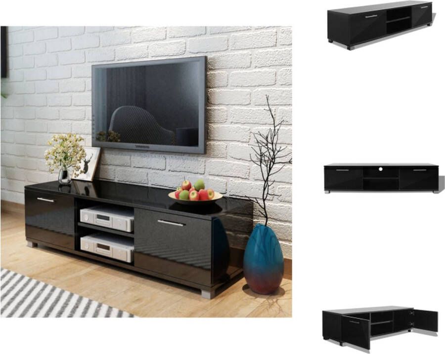 VidaXL Tv-kast Tv-kasten Hifi-kast Hifi-kasten Tv-meubel 120x40-3x34-7 cm hoogglans zwart - Foto 2