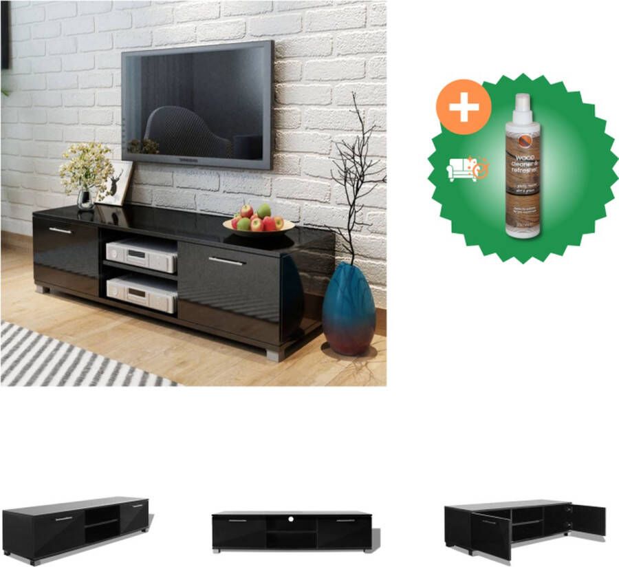 VidaXL Hoogglans TV-meubel 120 x 40.3 x 34.7 cm Kleur- hoogglans zwart Kast Inclusief Houtreiniger en verfrisser