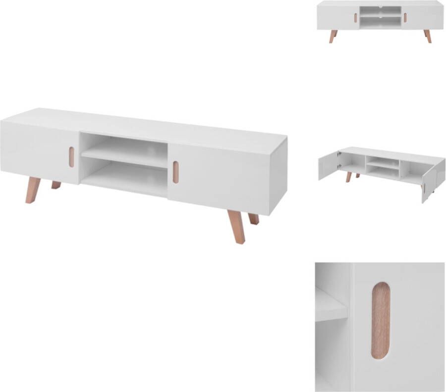 VidaXL Tv Meubel Tv Meubel Televisie Meubel Televisie Meubels Tv-meubel 150x35x48-5 cm MDF hoogglans wit - Foto 2