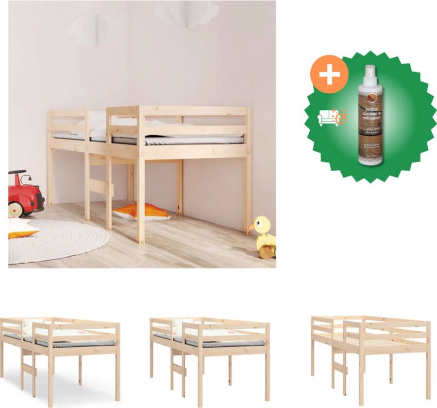 VidaXL Hoogslaper 195.5 x 80.5 x 89 cm Ken- Massief grenenhout Bed Inclusief Houtreiniger en verfrisser