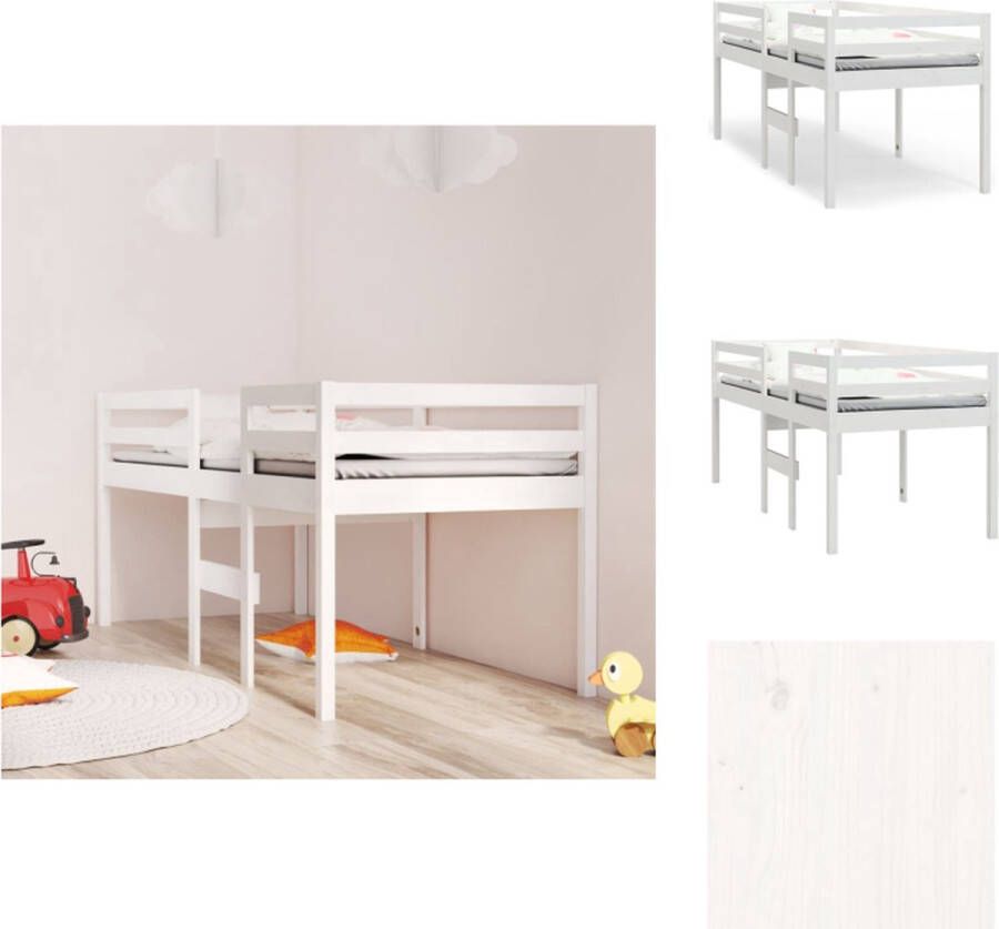 VidaXL Hoogslaper Hoogslapers Bed Hoogbed Hoogslaper massief grenenhout wit 80x200 cm