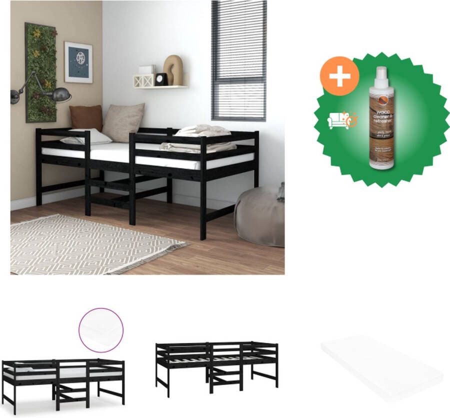 VidaXL Hoogslaper Massief grenenhout 203.5 x 98 x 80.5 cm Inclusief matras H2 H3 Bed Inclusief Houtreiniger en verfrisser