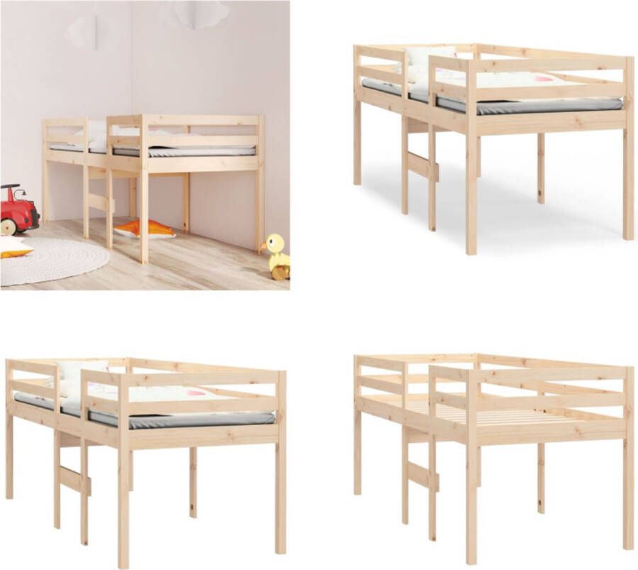 VidaXL Hoogslaper massief grenenhout 90x200 cm Hoogslaper Hoogslapers Bed Hoogbed