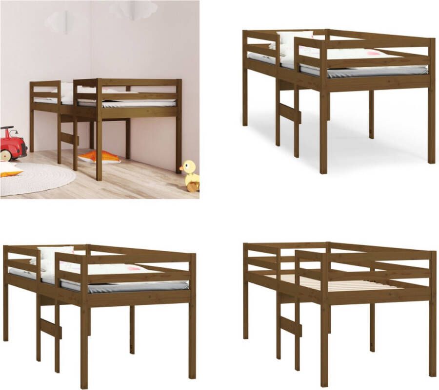 VidaXL Hoogslaper massief grenenhout honingbruin 75x190 cm Hoogslaper Hoogslapers Bed Hoogbed