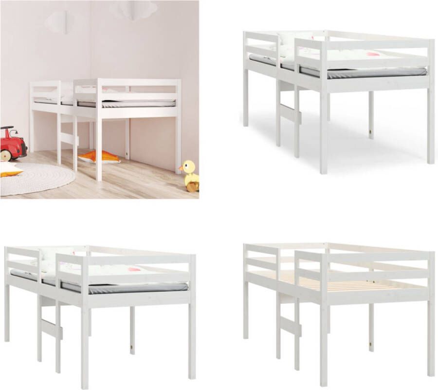 VidaXL Hoogslaper massief grenenhout wit 80x200 cm Hoogslaper Hoogslapers Bed Hoogbed