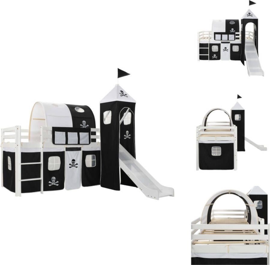 VidaXL Hoogslaper Voor Kinderen Hoogslapers Voor Kinderen Kinderhoogslaper Kinderhoogslapers Kinderhoogslaper met glijbaan en ladder 97x208 cm grenenhout - Foto 2