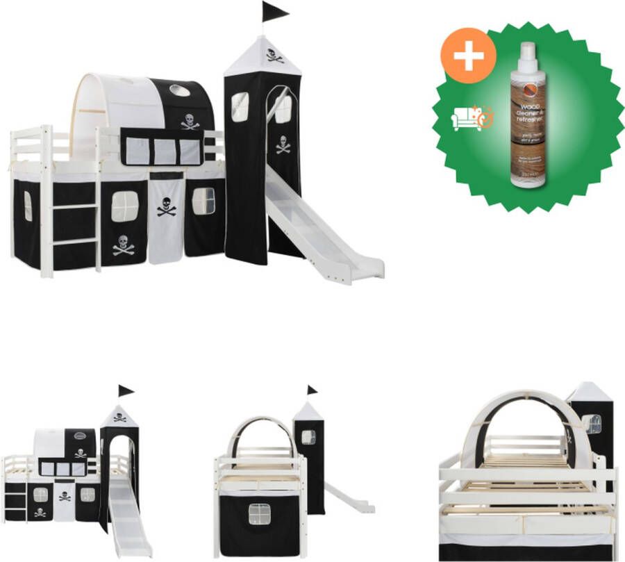 VidaXL Hoogslaper Piratenthema 208 x 147.5 x 185 cm Massief grenenhout Inclusief lattenbodem Bed Inclusief Houtreiniger en verfrisser