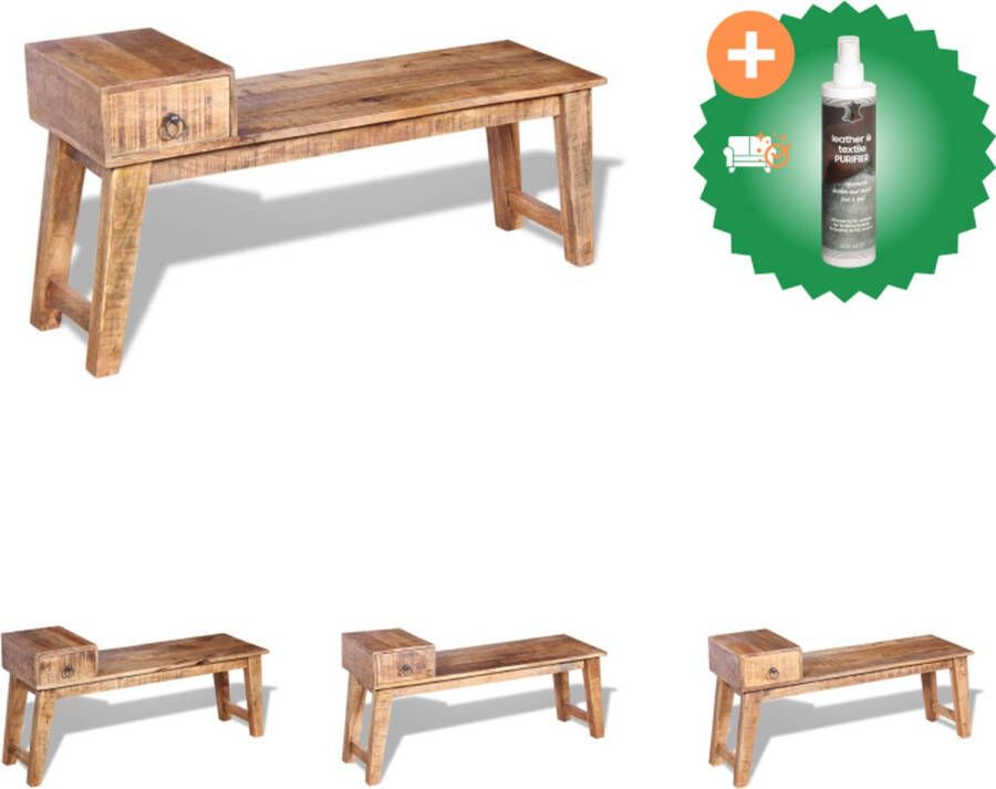 VidaXL Houten Bank Halbank 120 x 36 x 60 cm Massief mangohout Hocker Inclusief Reiniger