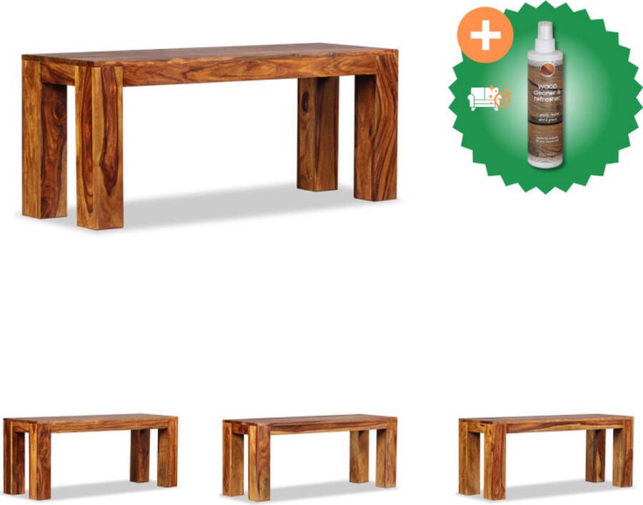 VidaXL Houten Bankje Sheeshamhout 110 x 35 x 45 cm Handgemaakt Bruin Hocker Inclusief Houtreiniger en verfrisser