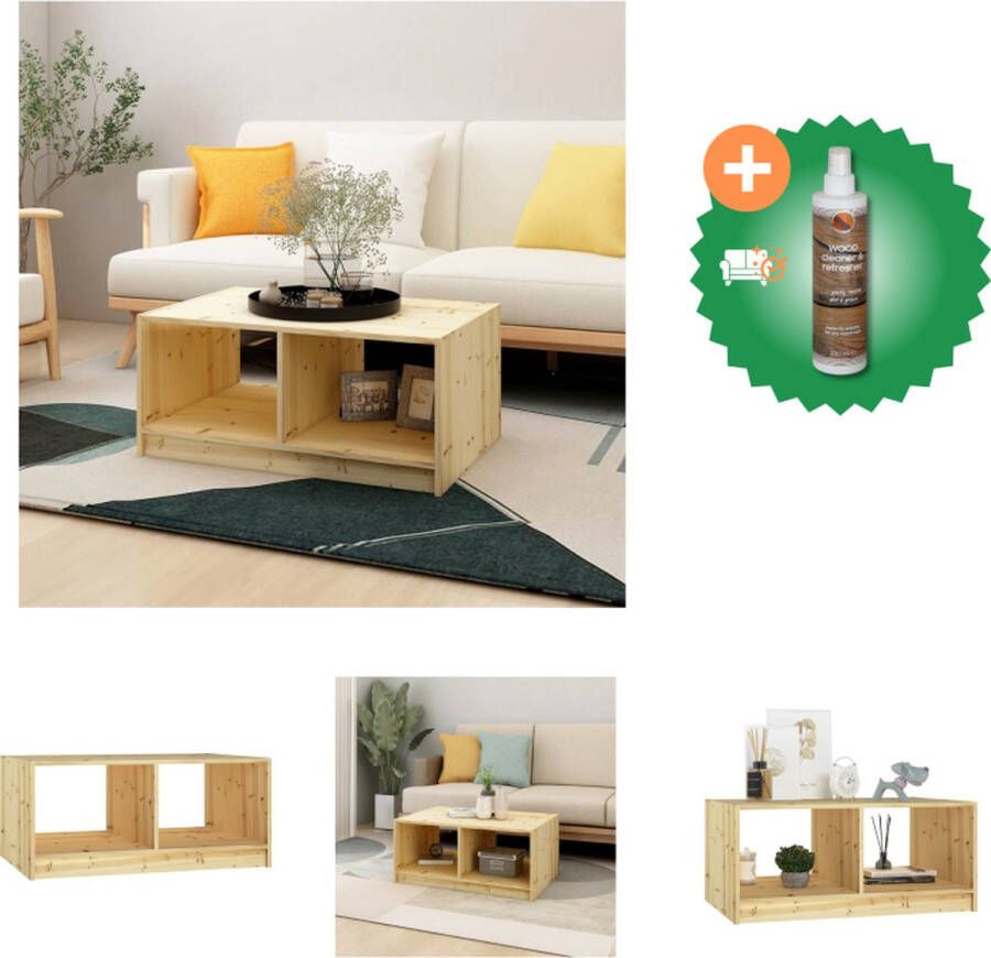 VidaXL Houten Banktafel Massief vurenhout 75 x 50 x 33.5 cm Opbergschap Tafel Inclusief Houtreiniger en verfrisser