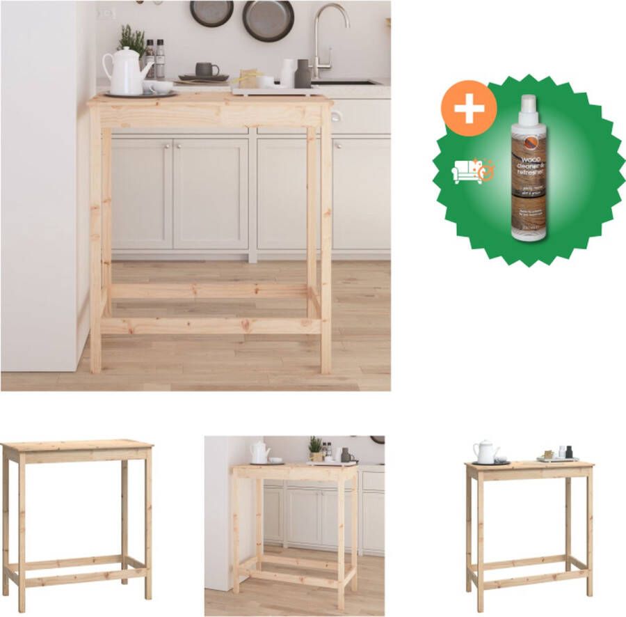 VidaXL Houten Bartafel Grenenhout 100x50x110 cm Rustieke uitstraling Tafel Inclusief Houtreiniger en verfrisser