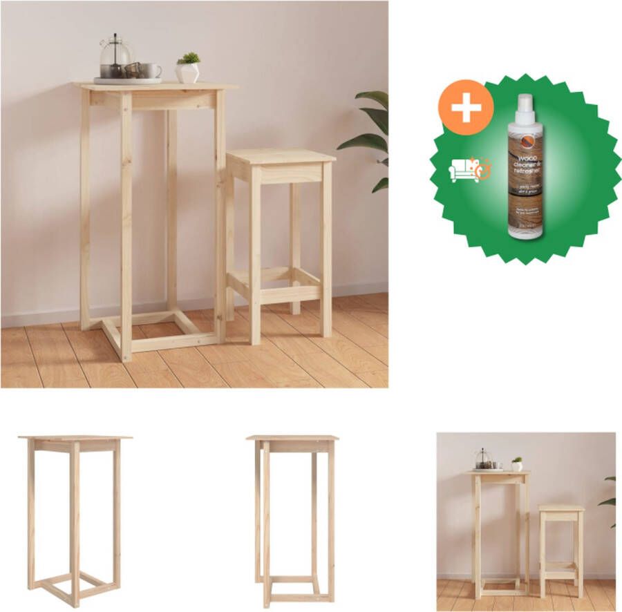 VidaXL Houten bartafel Massief grenenhout 60 x 60 x 110 cm Stabiel frame Tafel Inclusief Houtreiniger en verfrisser