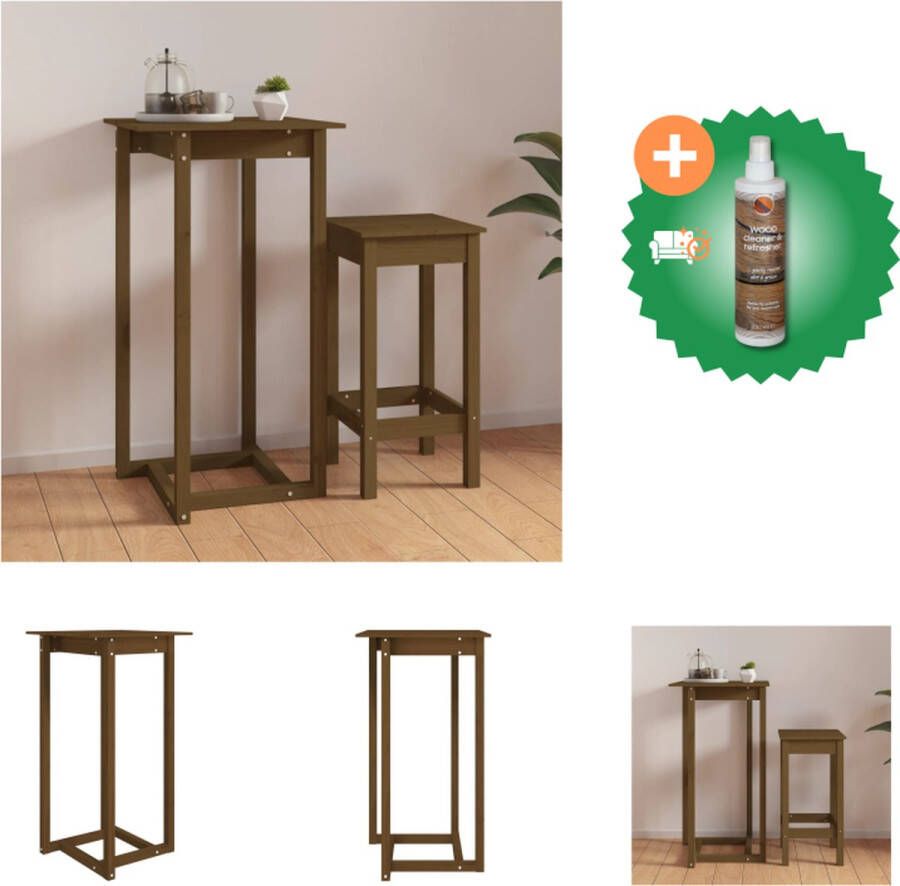 VidaXL Houten bartafel Massief grenenhout 60x60x110cm Rustieke uitstraling Tafel Inclusief Houtreiniger en verfrisser