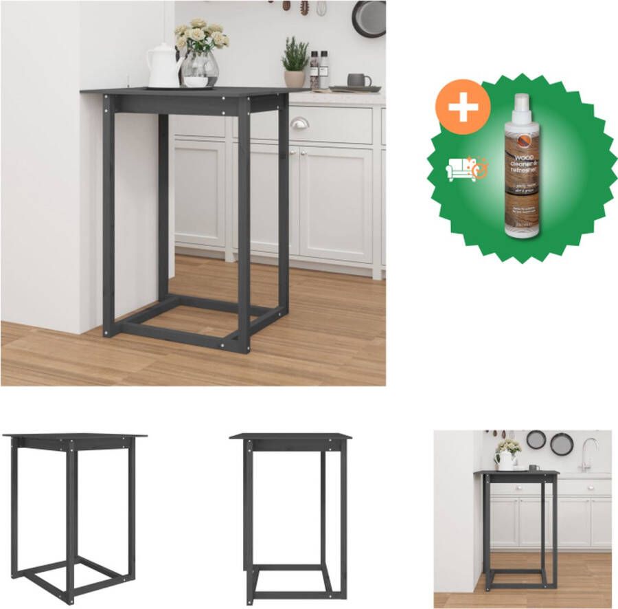 VidaXL Houten Bartafel Massief grenenhout 80 x 80 x 110 cm Grijs Tafel Inclusief Houtreiniger en verfrisser