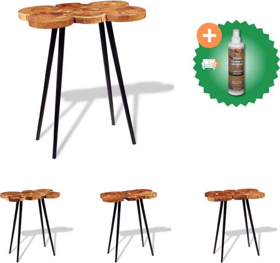 VidaXL Houten Bartafel Statafel Eindtafel 90 x 60 x 110 cm Massief Acaciahout Metalen Poten Tafel Inclusief Houtreiniger en verfrisser