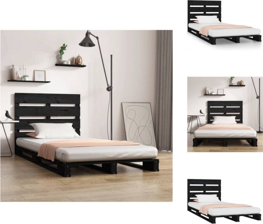 VidaXL Houten Bed Bedframe 190 x 75 x 80 cm Massief grenenhout Zwart Bed