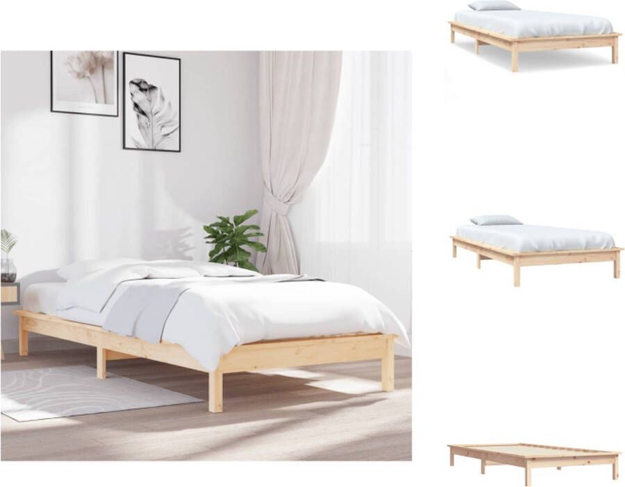 VidaXL Houten Bed Bedframe 212 x 101.5 x 26 cm Massief Grenenhout Bed