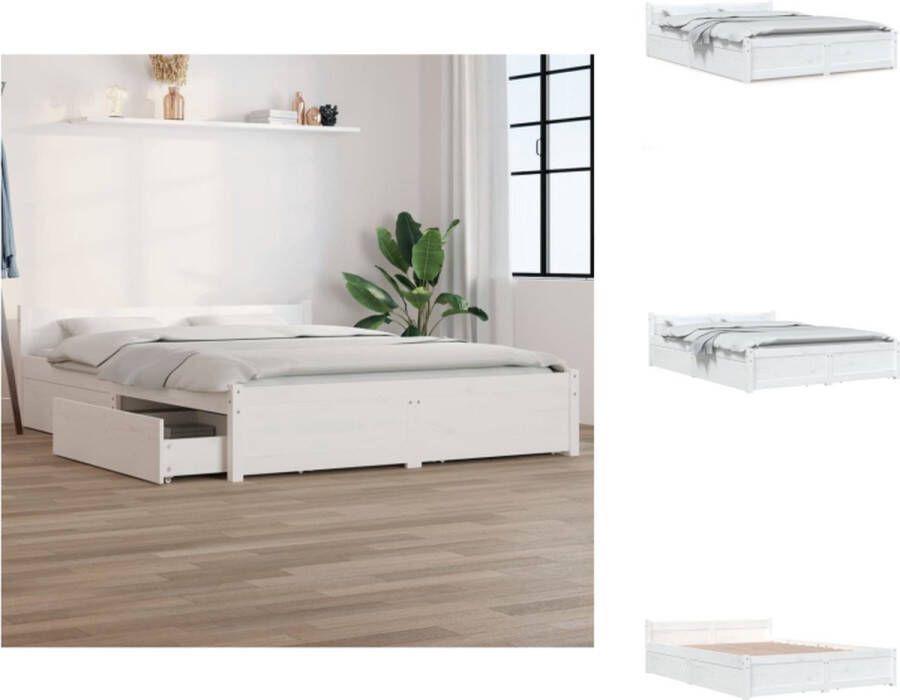 vidaXL Houten Bed Bedframe met Opbergfunctie 205.5 x 125.5 cm Massief grenenhout Bed