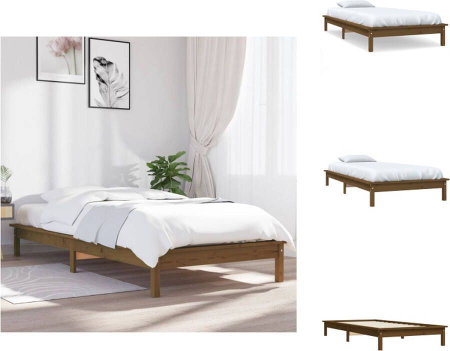 VidaXL Houten Bed Classic 212 x 111.5 x 26 cm Massief Grenenhout Honingbruin Geschikt voor 100 x 200 cm matras Montagehandleiding inbegrepen Bed