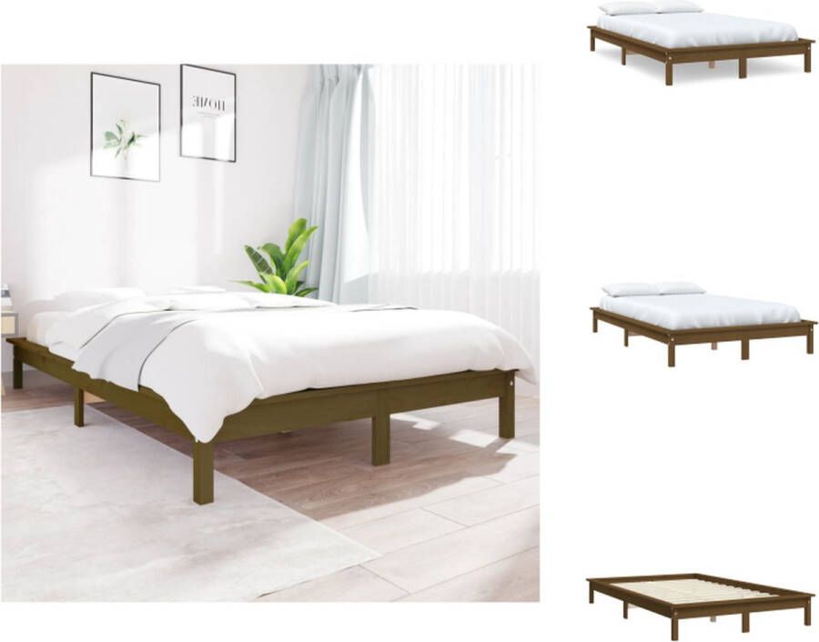 VidaXL Bedframe Bedframes Bed Bedbodem Bedframe massief grenenhout honingbruin 160x200 cm - Foto 4