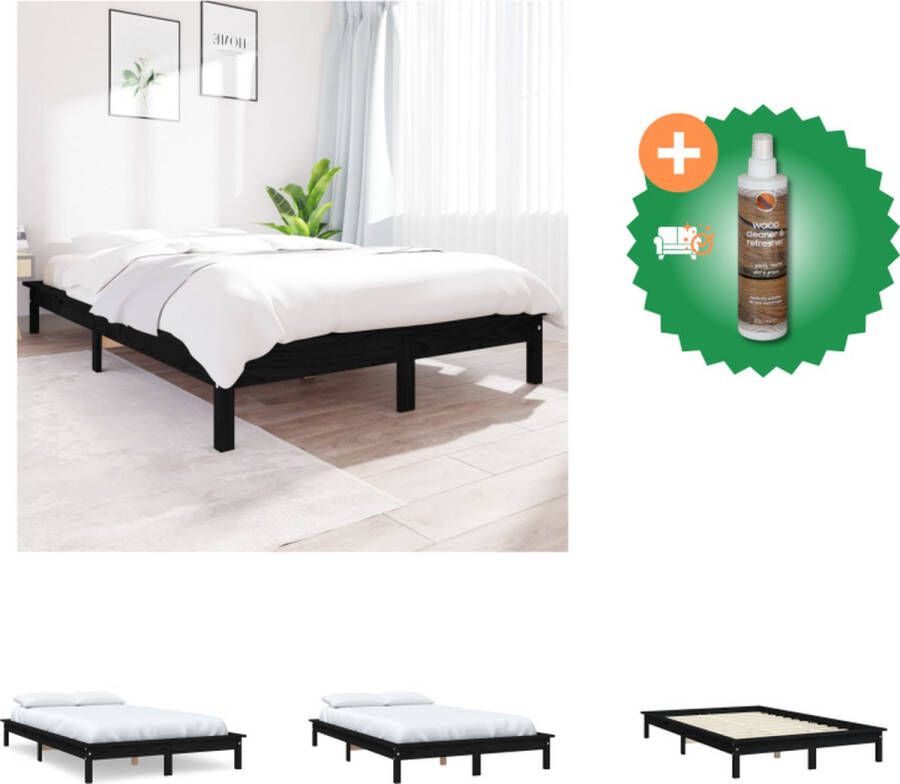 VidaXL Bedframe Massief Grenenhout Zwart 195.5 x 125.5 x 31 cm Inclusief hoofdeinde Geschikt voor 120 x 190 cm matras Montage vereist Bed Inclusief Houtreiniger en verfrisser - Foto 5