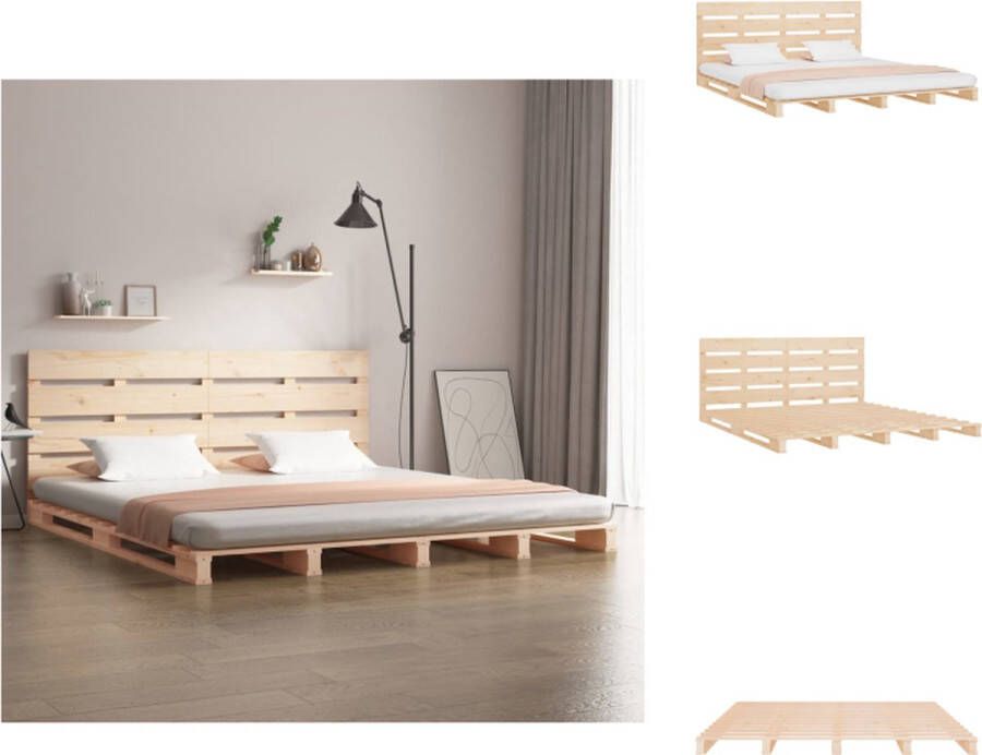 VidaXL Bedframe Bedframes Bed Bedbodem Bedframe zonder matras massief grenenhout 200x200 cm - Foto 2