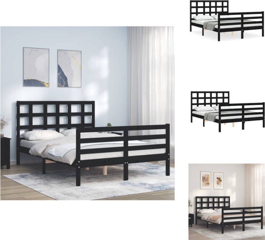 VidaXL Houten Bed Zwart 205.5 x 125.5 cm Massief grenenhout en multiplex lattenbodem Bed - Foto 1