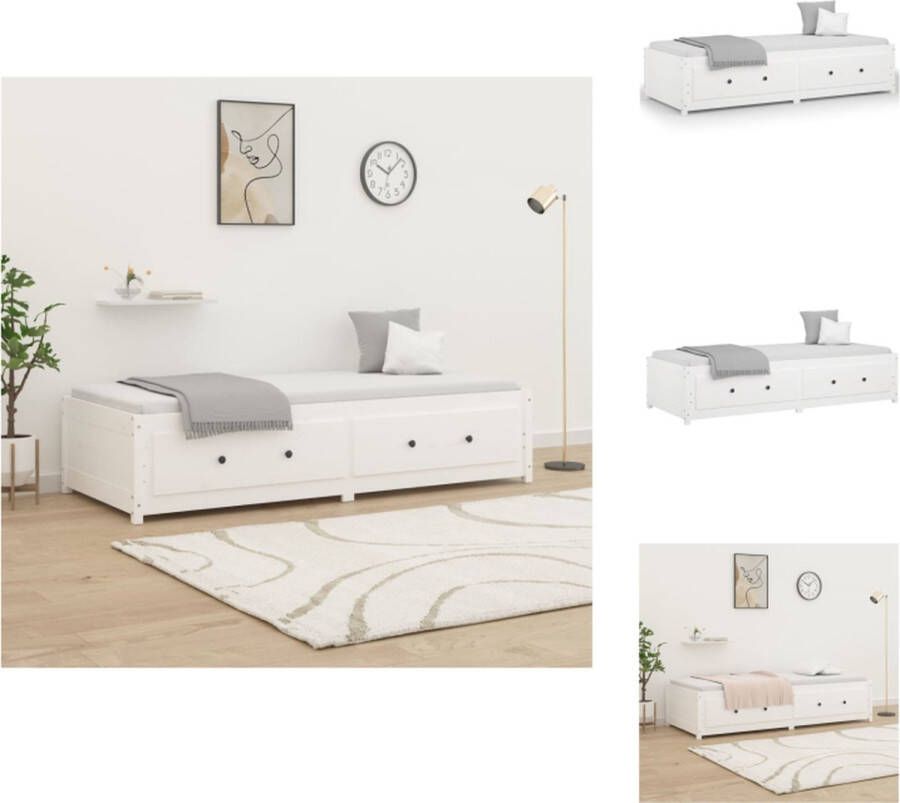 VidaXL Houten Bedbank Massief Grenenhout 195.5 x 80.5 x 44 cm Wit Bed