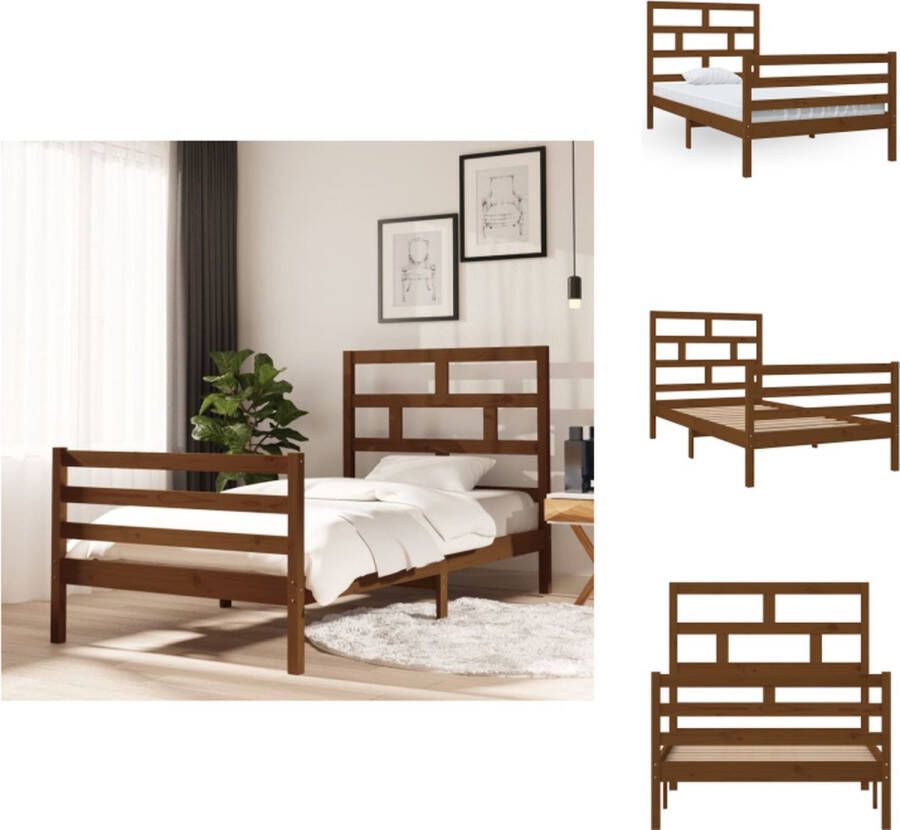 vidaXL Houten bedframe -100 x 200 cm Honingbruin Bed