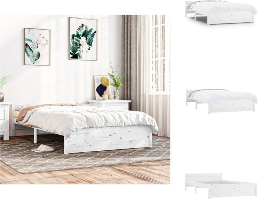 VidaXL Houten Bedframe 120 x 190 cm Wit Stabiel en Comfortabel Bed