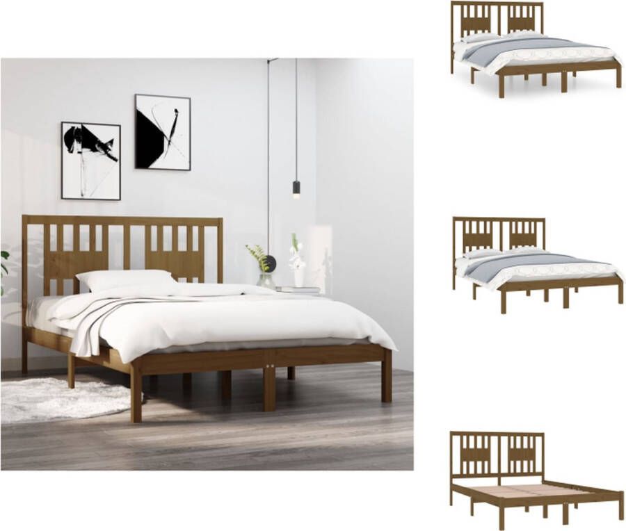 VidaXL Houten bedframe 120 x 200 cm Massief grenenhout Honingbruin Bed