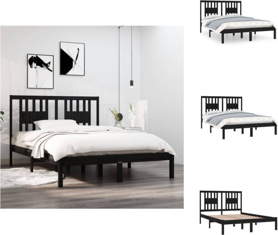 VidaXL Houten Bedframe 120 x 200 cm zwart massief grenenhout Bed