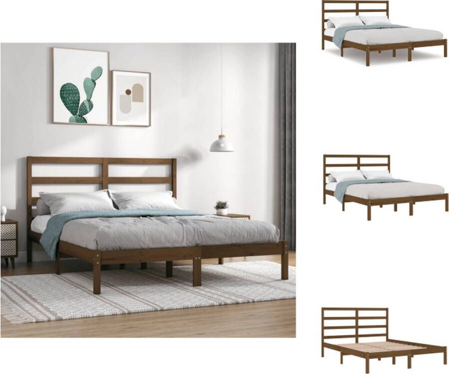 VidaXL Houten Bedframe 140 x 200 cm Honingbruin Massief Grenenhout Montage vereist Bed