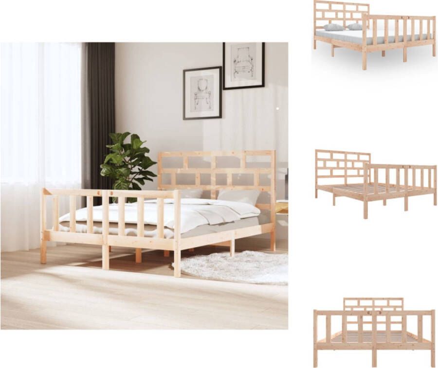 VidaXL Houten Bedframe 140 x 200 cm Ken- Rustiek design Bed