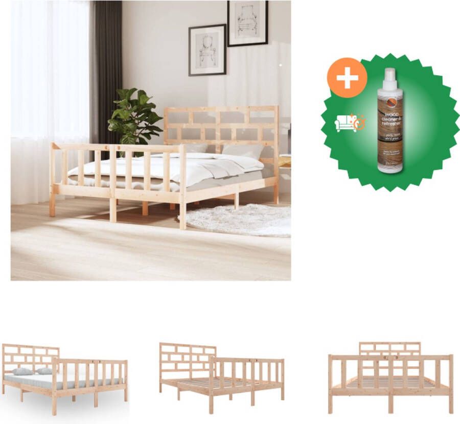 VidaXL Houten Bedframe 140 x 200 cm Ken- Rustiek design Bed Inclusief Houtreiniger en verfrisser