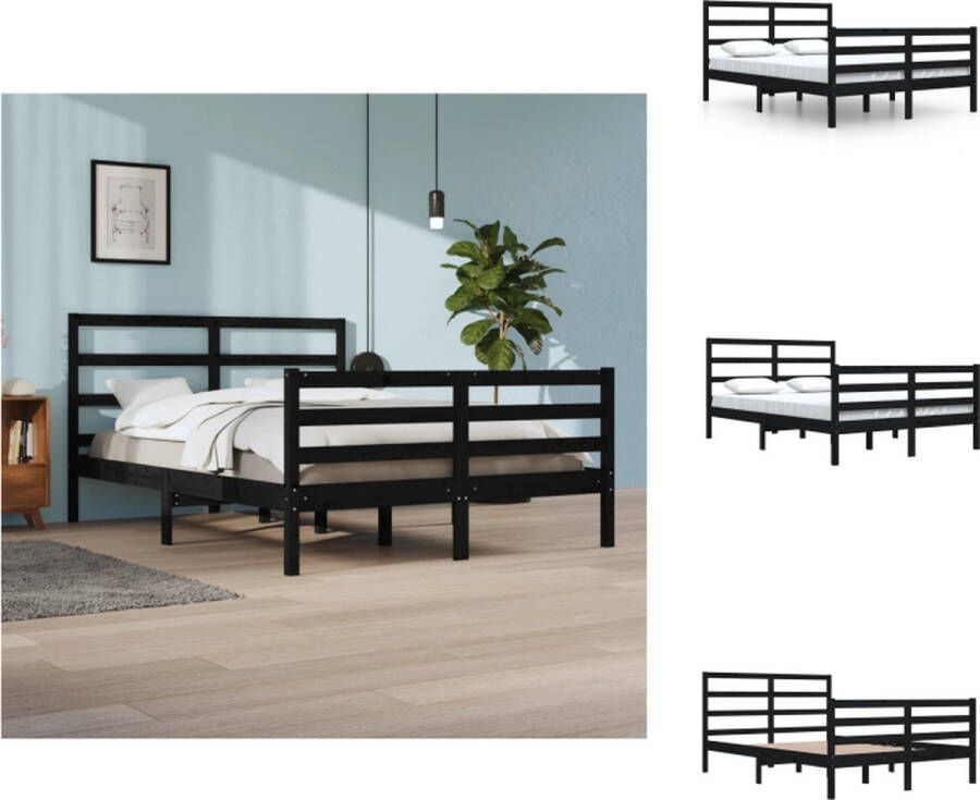VidaXL Houten Bedframe 140 x 200 cm Kleur- zwart Bed