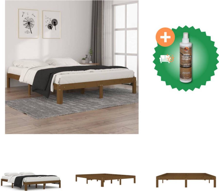 VidaXL Bedframe massief grenenhout honingbruin 160x200 cm Bed Inclusief Houtreiniger en verfrisser
