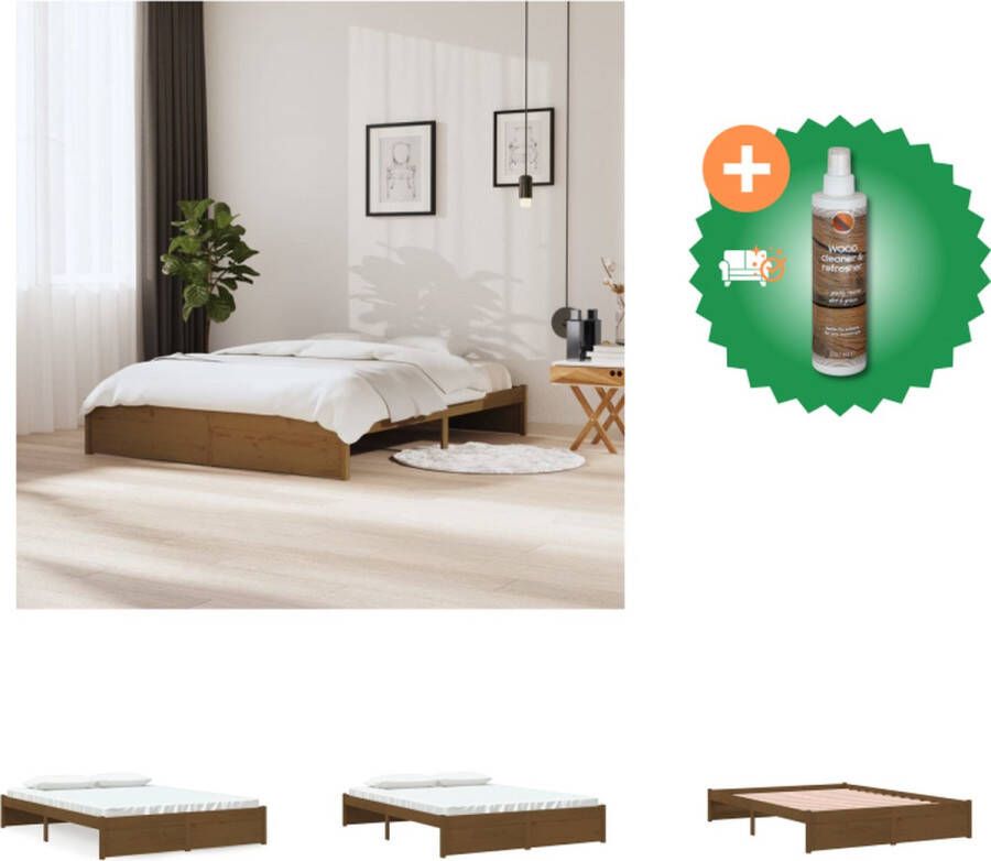VidaXL Bedframe massief hout honingbruin 160x200 cm Bed Inclusief Houtreiniger en verfrisser