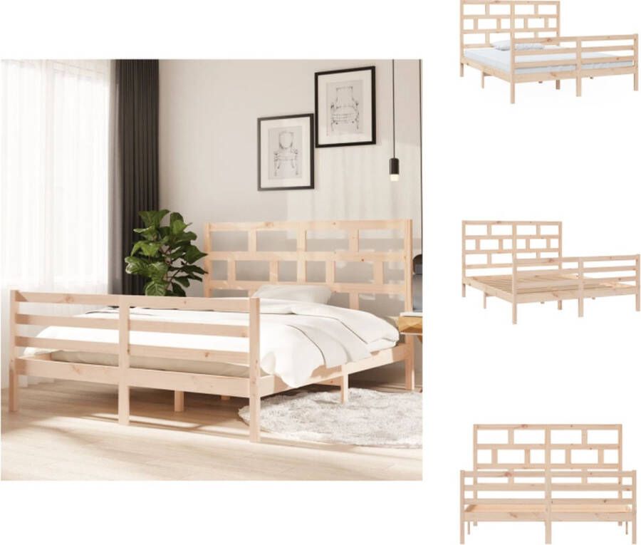 VidaXL Bedframe Bedframes Bed Bedbodem Bedframe massief grenenhout 160x200 cm - Foto 2