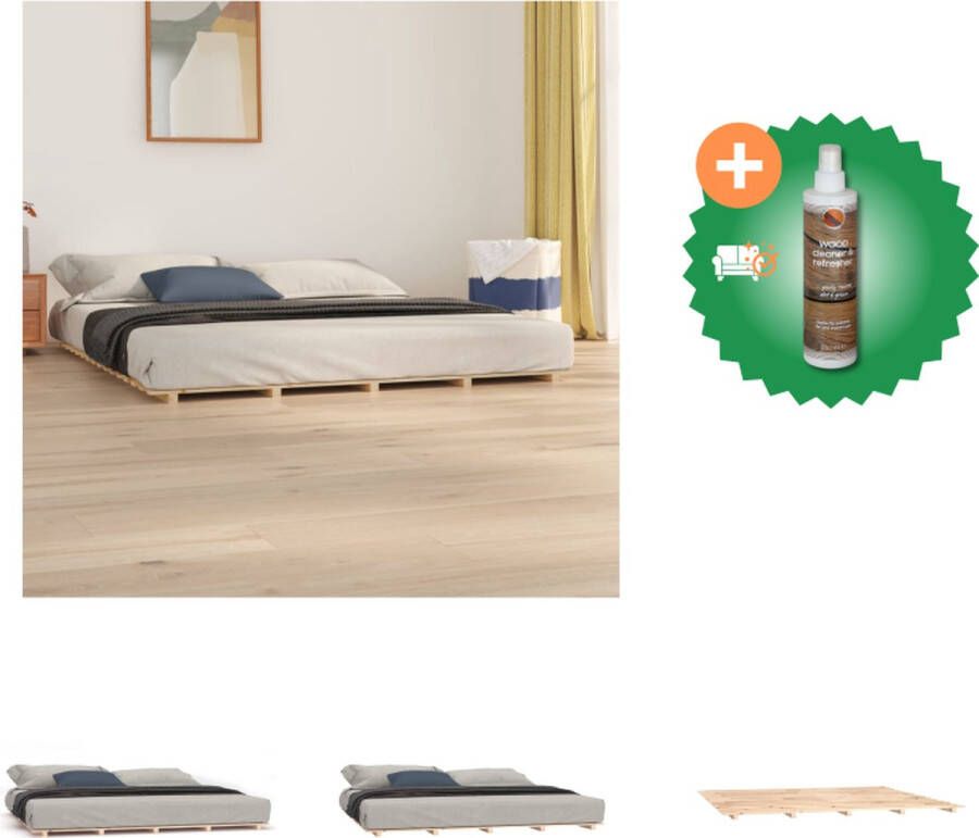 VidaXL Massief Grenenhouten Bedframe 204 x 187 x 55 cm Stevig en Duurzaam Geschikt voor 180 x 200 cm Matras Montage vereist Bed Inclusief Houtreiniger en verfrisser - Foto 4