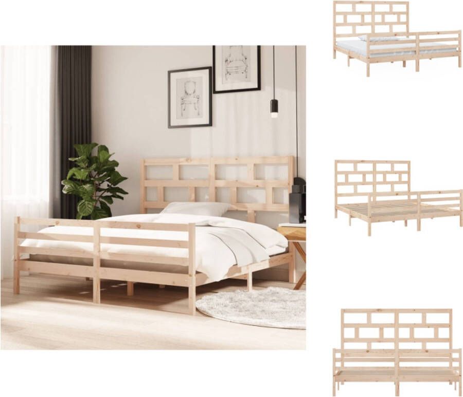VidaXL Houten Bedframe 180 x 200 cm Massief Grenenhout Rustieke Uitstraling Bed - Foto 2