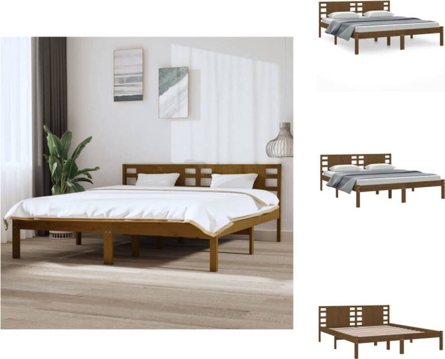 VidaXL Houten Bedframe 180x200 cm Honingbruin Massief Grenenhout Bed