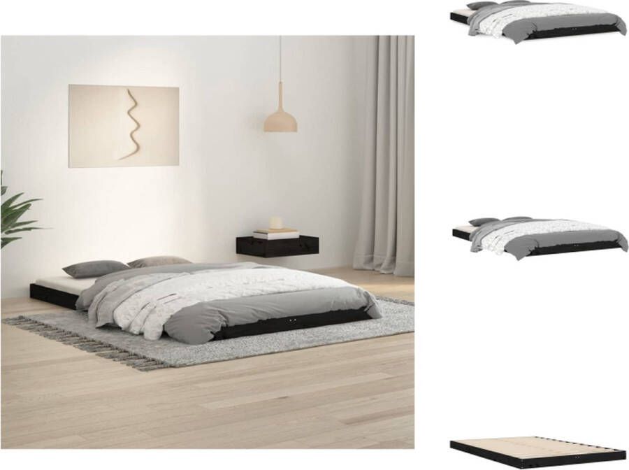 VidaXL Houten Bedframe 193.5 x 124 x 9 cm Massief grenenhout Zwarte kleur Bed