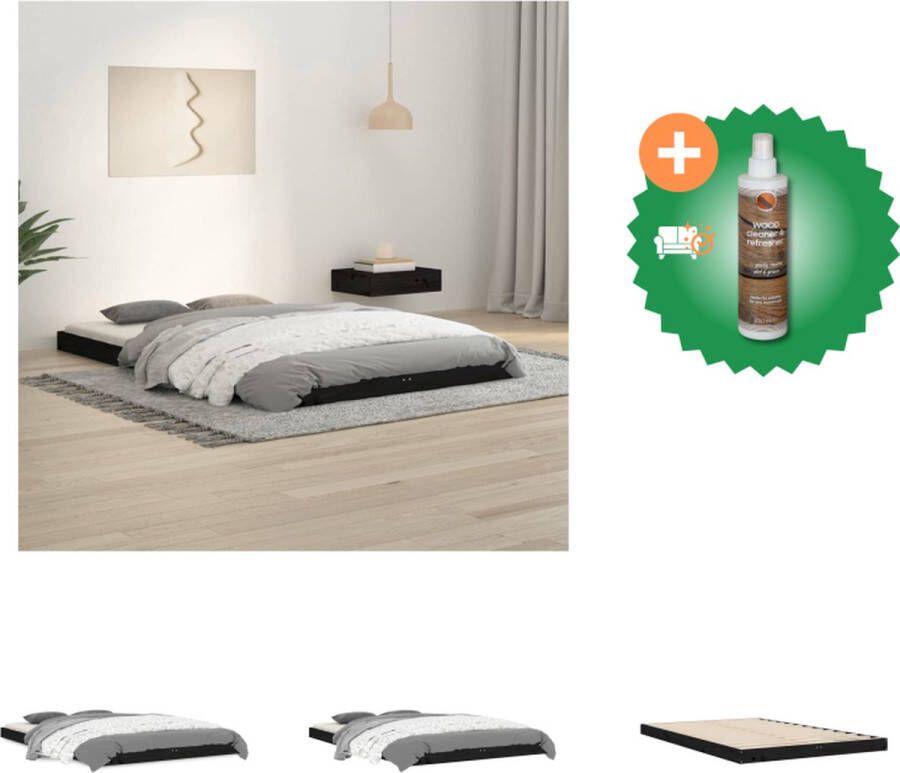 VidaXL Bedframe Massief Grenenhout Zwart 195.5 x 125.5 x 31 cm Inclusief hoofdeinde Geschikt voor 120 x 190 cm matras Montage vereist Bed Inclusief Houtreiniger en verfrisser - Foto 6