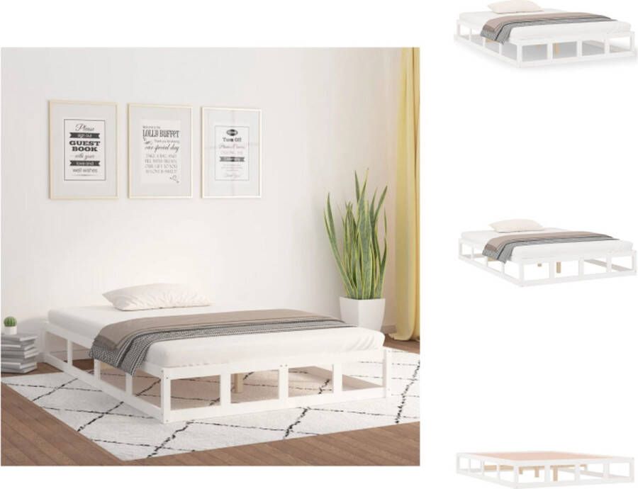 VidaXL Houten Bedframe 195.5 x 125.5 x 28 cm Massief grenenhout Stabiel en rustiek Geschikt voor matras 120 x 190 cm Kleur- wit Bed