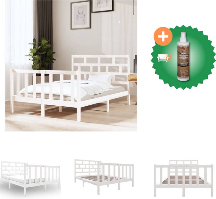 VidaXL Bedframe Grenenhout 120 x 190 cm (4FT) Wit Stabiel en comfortabel Matras niet inbegrepen Montage vereist Levering bevat 1 x bedframe 1 x hoofdeind Bed Inclusief Houtreiniger en verfrisser