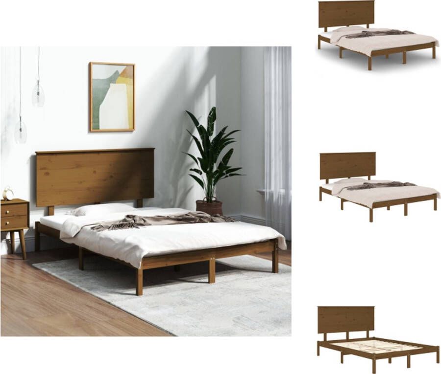 VidaXL Houten Bedframe 195.5 x 125.5 x 93.5 cm Massief grenenhout Bed
